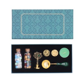 Wax Sealing Stamp Kit Clear Pattern Rich Colors Detachable Anti Scalding Vintage Wax Sealing Set with Handle for DIY Gifts Gear Handel