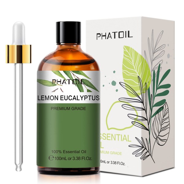 PHATOIL Eucalyptus Lemon Essential Oil 100ml, 100% Pure Natural Essential Oils for Diffuser Humidifiers, Therapeutic Grade Aromatherapy Essential Oils for Relaxation Massage, Soap