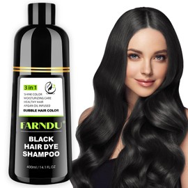 DYEING 221 BC FARNDU Black Hair Dye Shampoo for Gray Hair Coverage - 3 In 1 Hair Color Shampoo for Women & Men with Herbal Ingredients | Champu Con Tinte Para Canas