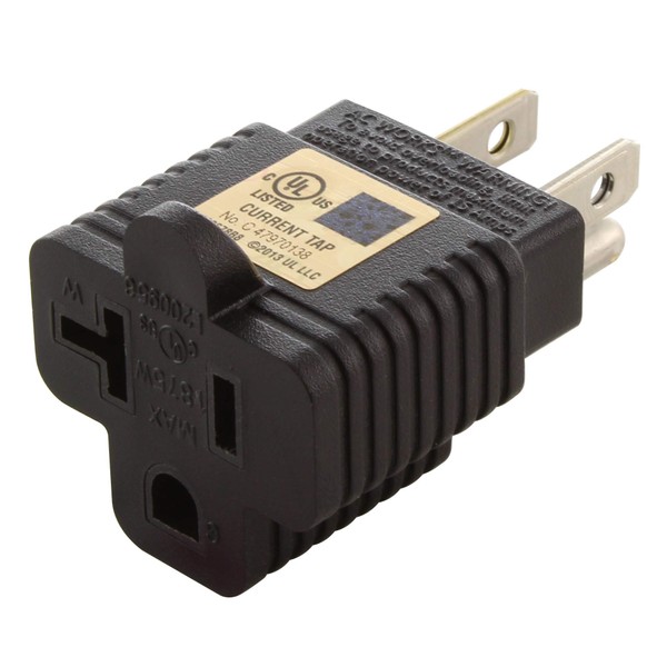 15-Amp to 20-Amp Plug Adapter, 20-Amp Socket to 15-Amp U.S
