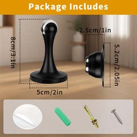 Bak Bo 2 Pack Magnetic Door Stopper, Strong Magnetic Door Holder Keep Door Open, Zinc Alloy Door Catch for Wall & Floor Mounting, No Drilling Door Stop with Adhesive Matte Black
