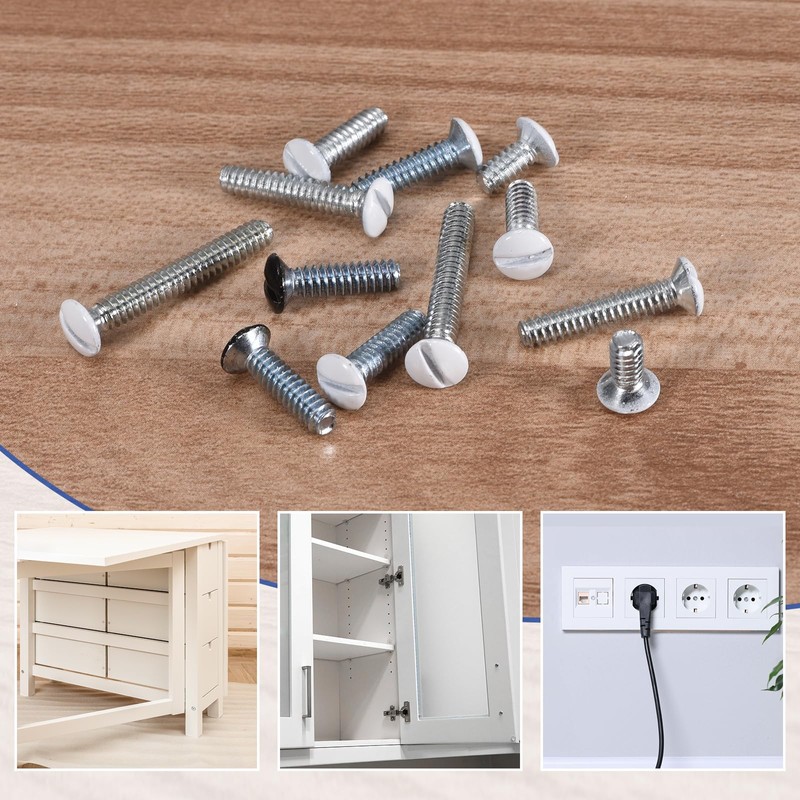 uxcell 50Pcs Wall Plate Screws, 9/16" Long 6-32 Thread Outlet
