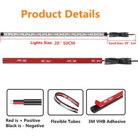 Vbakor 12V Marine Boat Ultra Violet UV Black Light LED Lights Strip, Night Fishing Lights, 5050 LED IP67 Waterproof UV Led Strip for Fishing Pontoon Kayak Yacht Sailboat (4 Pcs 20'')