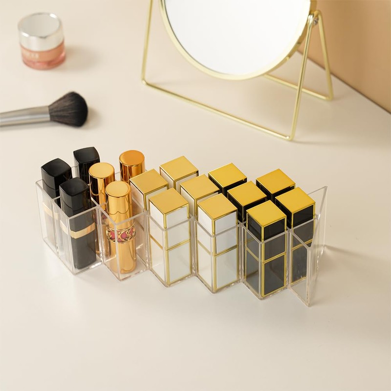FLAGTOP Lipstick Holder Organizer 16 Spaces Acrylic Stackable Fish Shape