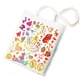 Fairy Tales Fans Gift for Women Alice Tote Bag Movie Princess Lover Gift for Sisters Friends Movie Fans, Canvas Bright Colors Rabbit Flamingo Pattern Tote Bag for Women