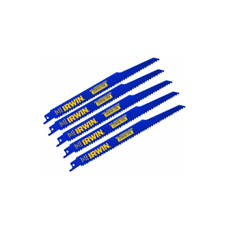 Irwin 372956P5 Reciprocating Saw Blade 9-Inch 6TPI, 5-Pack