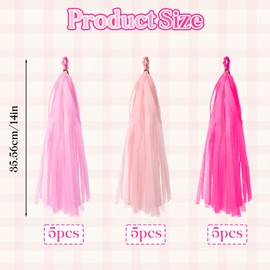 QFGasre 15pcs Hot Pink Light Pink Tissue Paper Tassel Garland Tissue Tassel Banners for Teachers Students Party Decorations DIY Kits Birthday Wedding Bridal Shower