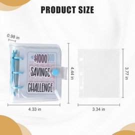 2Pcs Mini Money Saving Binder, 1000 Envelopes Saving Money Cash Saving Challenge Book Stuffing Wallet Budget Binder with Cash Envelopes, Reusable Mini Money Planner Notebook, School Class Prize Gift