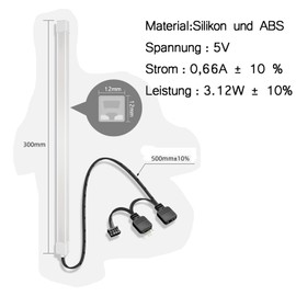 GERUI Pack of 2 PC ARGB Strip Chassis Light Strip with Case Fan Available Computer Accessories LED for ARGB Housing PC Housing Stripes, 5 V 3 Pin, 30 cm