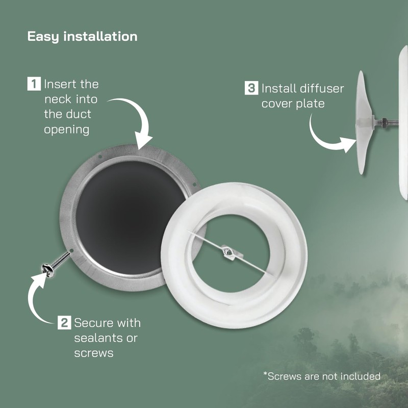 Vent Systems 4" Inch White Metal Adjustable Diffuser - Round
