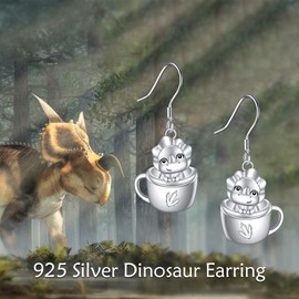 SHEAISRS Drogon Earrings for Women 925 Sterling Silver Cup Drogon Dangle Earrings Cute Animal Leverback Earrings Jewelry for Women