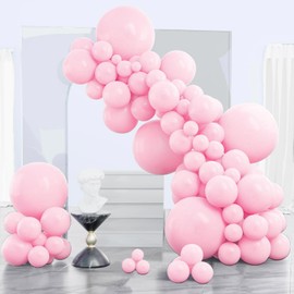 PartyWoo Light Pink Balloons 120 pcs Different Sizes of 18 12 10 5 Inch Pastel Baby Pale Pink Balloon Arch Kit Garland for Baby Shower Valentine's Day Princess Birthday Party Decorations Pink-Q05