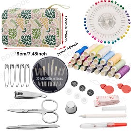 Farmhouse Sewing Kit with 130 PCS Sewing Supplies Accessories,Printing Arts Crafts Sewing Sets PU Zipper Sewing Set, Professional Sewing Kit for Adults, Travel, Emergency, Home