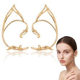 LQIOACU 1 Pair Elf Ears Elf Costume Women's Elf Ears Adult Ear Cuffs Gold, multicoloured