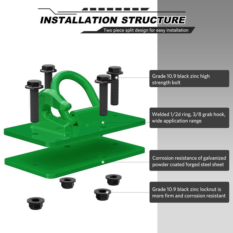 AMBULL 2 Pack Tractor Bucket Hooks with Tie Down Ring,
