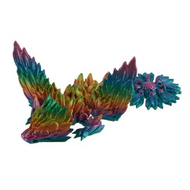 3D Printed Aurora Dragon Statue, Colorful Dragon, 7.09 inch (18 cm) Dragon Gadget Sculpture, Home Decorative Ornament Statue (Mountain Mirage Rainbow, 18cm)