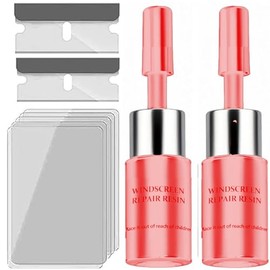 Windshield Repair Kit - Nano Glass Repair Fluid for Chips & Cracks | Quick Fix, Works on for Chips and Cracks，Cracks Gone Glass Repair Kit, Automotive Windscreen Repair Tool Nano Repair Liquid (Red)