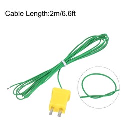 sourcing map 3pcs K Type Thermocouple Mini Connector Temperature Sensor Probes PTFE 6.6ft -50 to 260°C(-58 to 500°F), Green