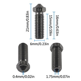 AITIAO 10PCS Hardened Steel Nozzle 0.4mm Volcano Nozzles V6 3D Printer Printed Head for J-Head Hotend Extruder Parts,Compatible Artillery/Sidewinder 3D Printer