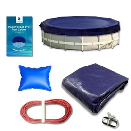 Winter Pool Cover 12 ft Round for Above Ground | Ultra Thick & Durable Above-Ground Pool Cover | PoolProtect Pro Premium Cold- and UV-Resistant | by Protectera (Blue, 12ft + 4x4 Pillow)