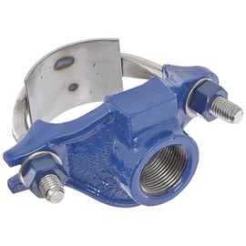 Smith-Blair Ductile Iron with Stainless Steel 304 Straps Service Saddle, Stainless Steel Bolt, 2 Bolts, 3" Pipe Size, 1" CC Outlet