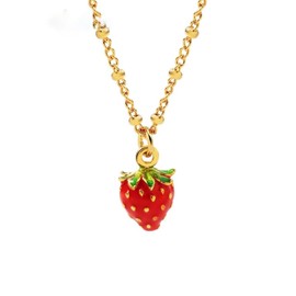 Kaipink Strawberry Pendant Collarbone Enamel Necklace Jewelry Gift Juicy Grape Mothers' Day