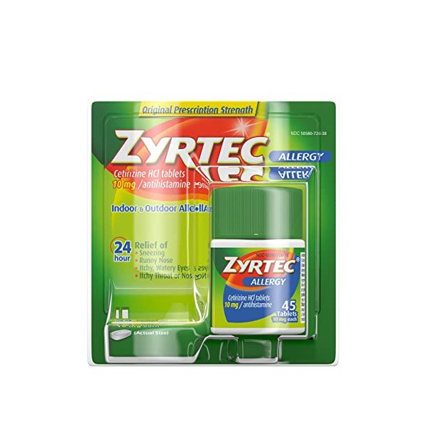 Zyrtec Tablets, 45 Count, 10 mg (Pack of 2)