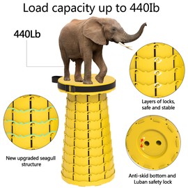 ALEVMOOM Upgraded Folding Stool Portable Telescoping Stool with Seat Cushion & Bag, Collapsible Retractable Camping Stool for Adults More Lightweight Yet Sturdy Seat for Outdoor Fishing Hiking