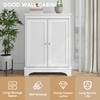 Smuxee Floor Bathroom Storage with Rattan Doors, White Bathroom Cabinet