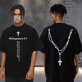 2025 Summer Basic Mens Cotton Tee Oversized 5 Colors USA WarehouseColor: White, Size: L