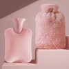 Rabbit fur insulating water bag pouch leather fabric microfiber Heat pack pink 2000 ml 2ea