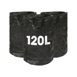Harbour Housewares Garden Waste Bags with Handles - 120L x 3 Heavy Duty Garden Bag, Collapsible Recycling Green Bags Reusable Gardening Waste Sacks for Grass, Weeds, Compost, Leaves, Debris
