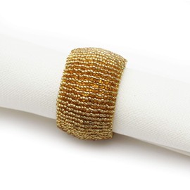 Peggy Wilkins Bliss Beaded Christmas Napkin Ring - Gold
