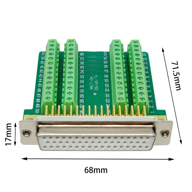 Jienk DB50 Solderless Connector, D-SUB 50-pin Port Terminal Adapter HDB50