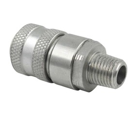PD243 Series PD Steel Test Port and Diagnostic Equipment Quick Coupler with Male Pipe Thread, 1/8" Body Size, 1/4"-18 NPTF Thread Size, 2.1" Length