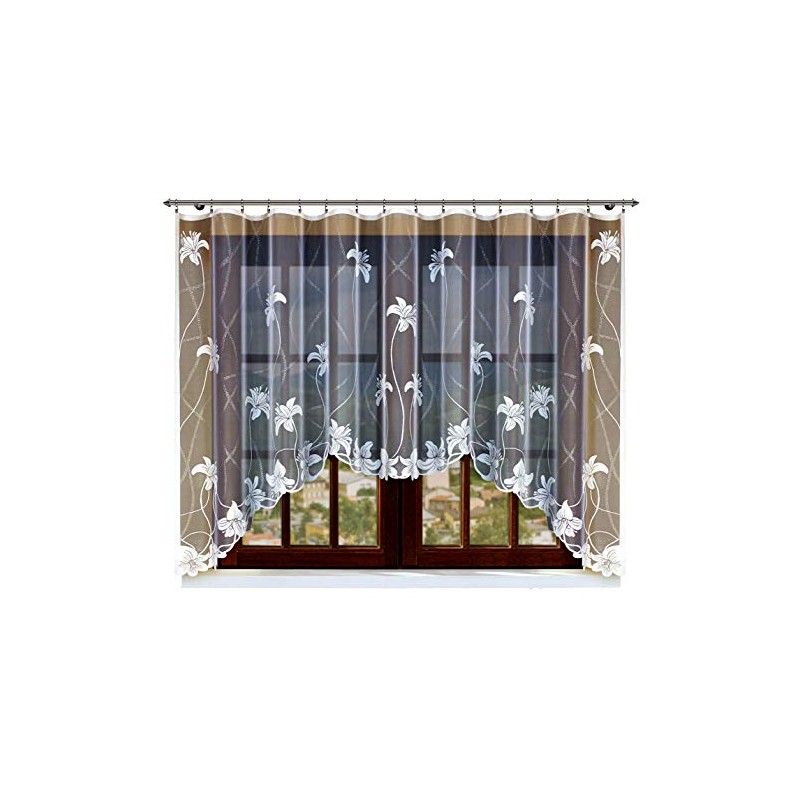 Haft®® Jacquard curtain with sewn-in pleating tape, white with motif