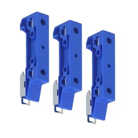 WITTKOWARE 3 x Mounting Brackets for Snap-on to a 35 mm DIN Rail with 2 x M4 Thread, Blue