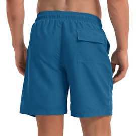 TACVASEN Swim Trunks for Men with Mesh Lining and Elastic Waistband Summer Lightweight Quick Dry Bathing Suit Men Peacock Blue