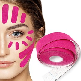 JchEnye Face Lifting Tape, Face Lifting Stickers, Anti-Wrinkle Face Stickers, Instant Invisible Face Stickers, Face Lifting Stickers, Face Lifting Stickers, 2.5cm x 5m (Pink)