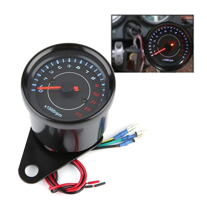 Akozon motorcycle rev counter + tachometer, dc 12v universal led