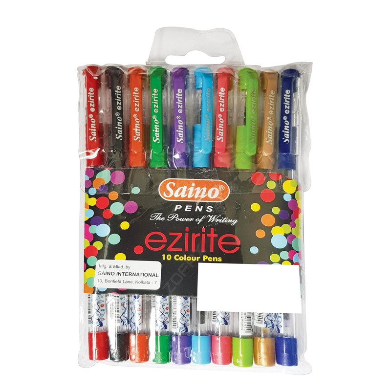SAINO Ezirite Ballpoint Pens, MULTICOLOUR, Fine Point (0.6mm), Pack of