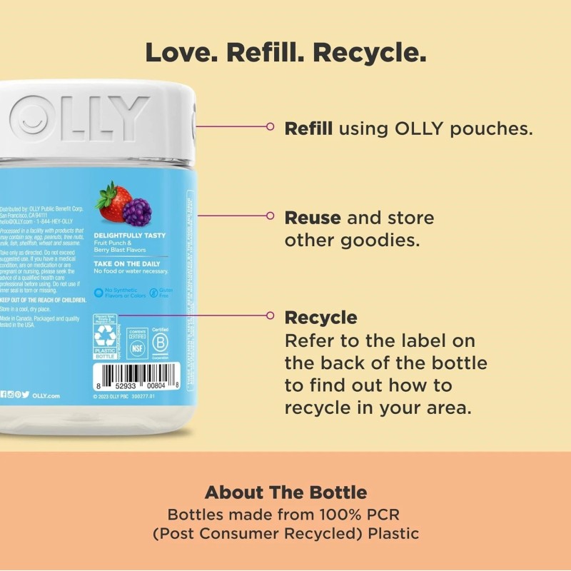 OLLY Kids Multivitamin & Probiotic Gummies – Berry Flavor, 100