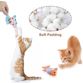 Andiker Cat Catnip Toys, 2pcs Small Cat Fish Toys with Crinkle Shine Ring Paper to Make Sound to Catch Your Cats Eyes and for Your Cats to Chew and Catch Interactive Cat Toys for Cat