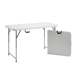 Techni Home Height Adjustable 4 FT Granite White Folding Table – Premium 4 Foot Folding Table Ideal for Camping, Picnic, Party or as Kids Table
