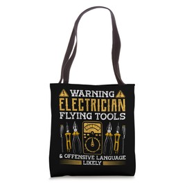 Electrician Vintage Warning Electrician Flying Tools & Tote Bag