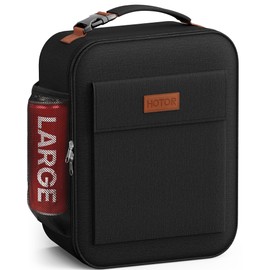 HOTOR Lunch Bag for Men & Women - Large Capacity Insulated Lunch Bag with Mutiple Pockets, Wear-Resistant Cooler Lunch Box for Office, Picnic, Black, 7.5L, 9.50" x 4.30" x 11.00"
