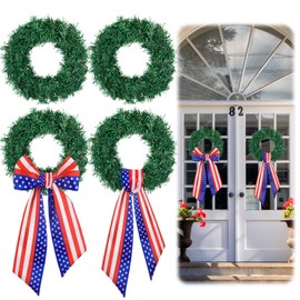 2 Sets Independence Day Wreath with Sash Front Door Wreath with Sash Sets Accessories for Independence Day 4th of July Outdoor Indoor Party Yard Decorations
