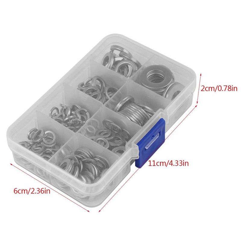 200PCS Stainless Steel Lock Flat Washer,FS010113 Spring Washer Assortment,M5 M6