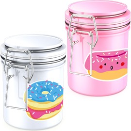 SafeDelux Airtight Jar Half Oz (250ml), Separate Space for Humidity Pack Spices Fresh For Months Storage Jar with Clamp Lid Double Sealed Airtight Jar (Pink&White)