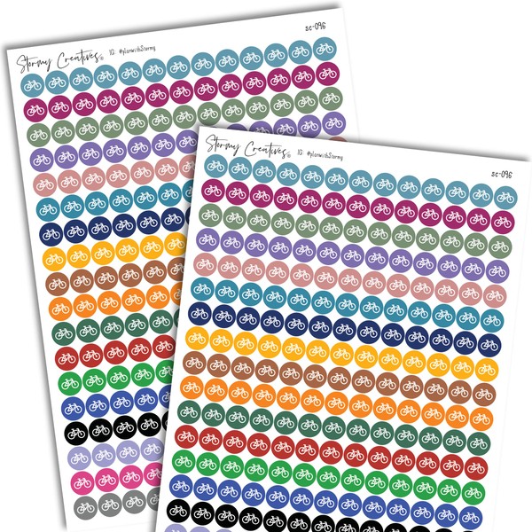 Small Bike Icon Decorative Planning Stickers, 2 sheets, 468 Stickers,